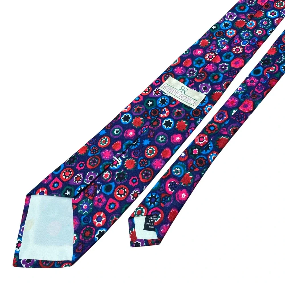 Vintage Rohde Royce Tie Psychadelic‎ Geometric Mens OS Multi USA Retro Statement